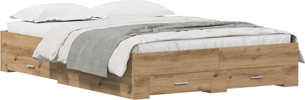 vidaXL Cadru de pat Stejar Artizanal 140 x 190 cm Lemn compozit
