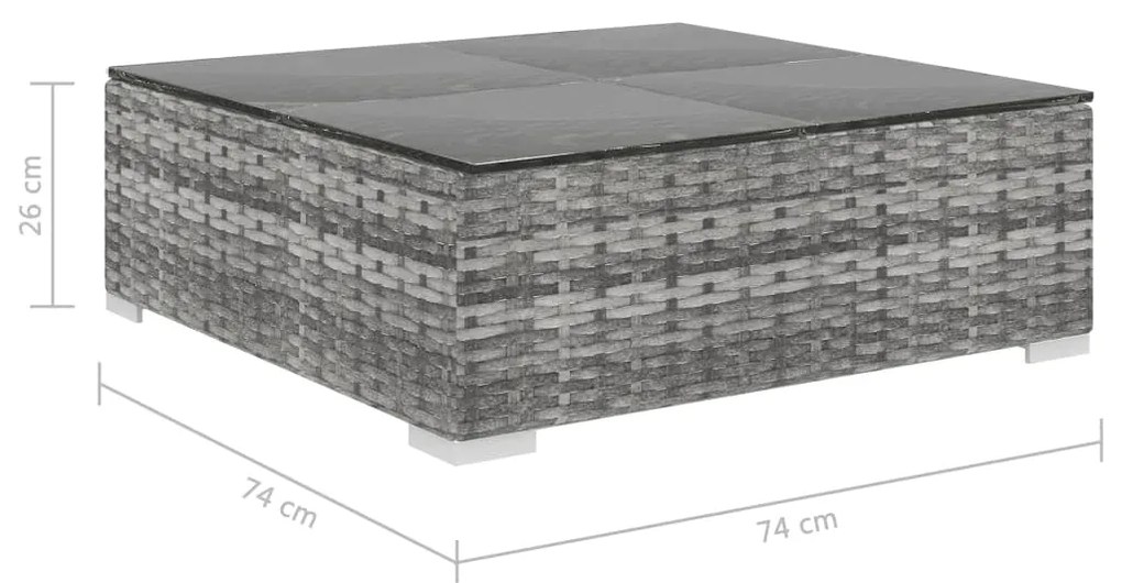 Set mobilier de gradina cu perne, 5 piese, gri, poliratan Gri, 5