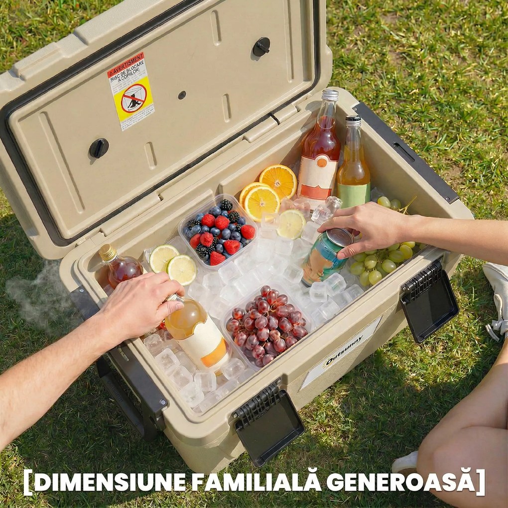 Outsunny cutie frigorifică auto picnic răcitoare portabile frigider băuturi reci călătorie ladă frigorifică congelator rigid bere 40L | Aosom Romania