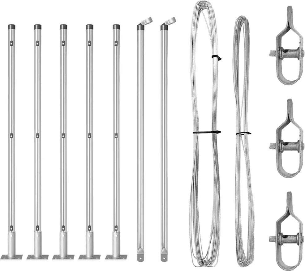 vidaXL Stâlp de gard. 7 pcs Argintiu Oțel