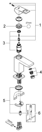 GROHE 2313200E - Baterie pentru lavoar EUROCUBE, mărime S, crom lucios