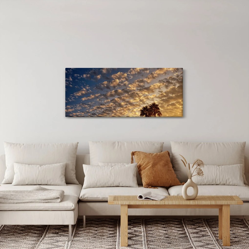Tablou - Palmieri între nori (120x50 cm)