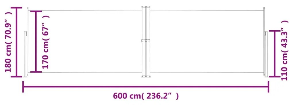 Copertina laterala retractabila, albastru, 180x600 cm Albastru, 180 x 600 cm