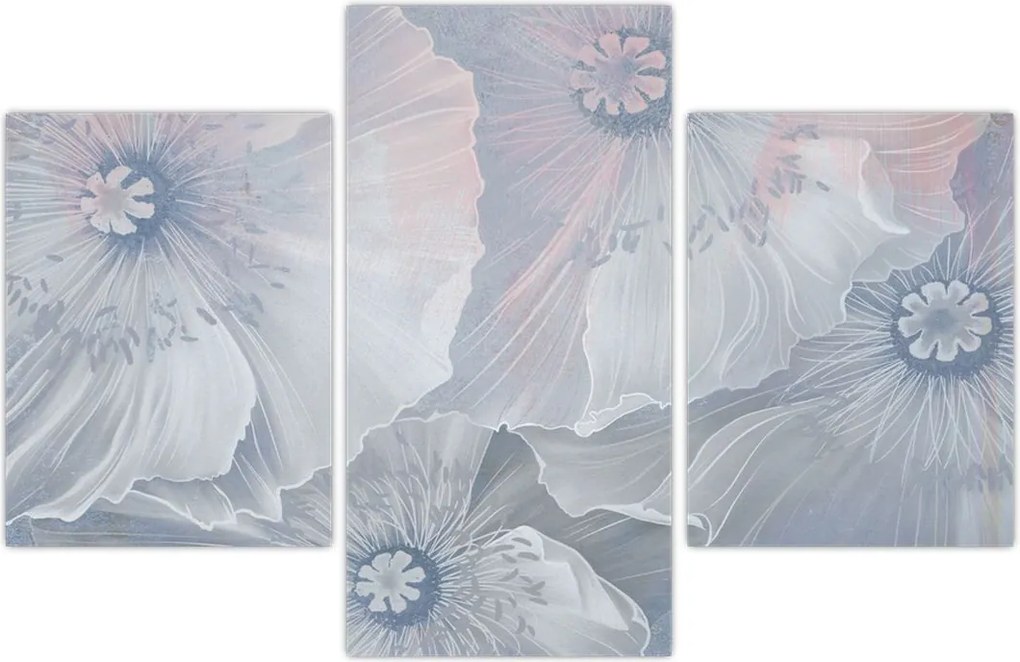 Tablou - Flori albastre pe perete (90x60 cm)