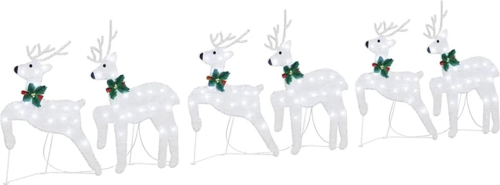 vidaXL Reni LED 6 pcs Argintiu țesătură