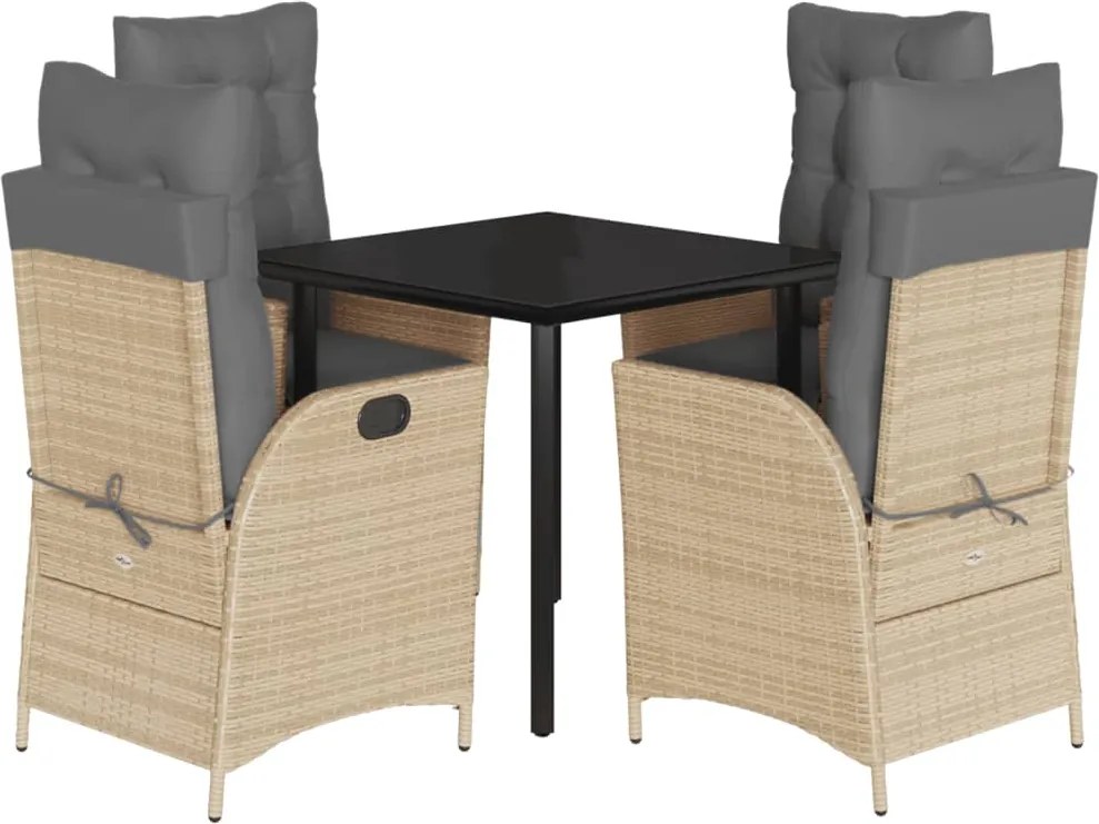 vidaXL Set mobilier pentru grădină, 5 piese, cu perne, bej, poliratan