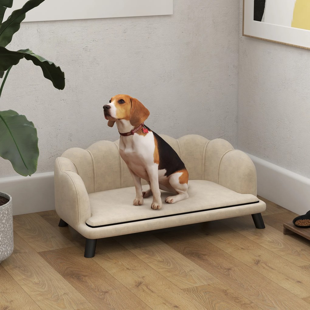PawHut Canapea câine pat pentru câine pisică design contemporan sub formă de scoică dim. 98L x 60l x 35H cm pernă pufoasă catifea verde | Aosom Romania