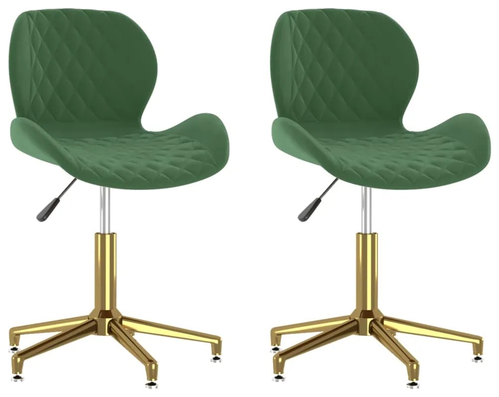335054 vidaXL Scaune de bucătărie pivotante, 2 buc., verde închis, catifea