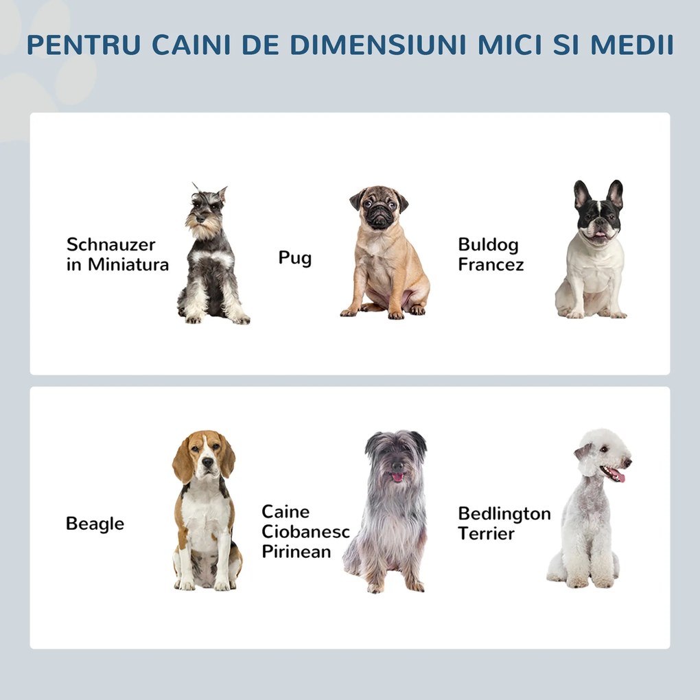 PawHut Boluri Ridicate pentru Câini, Suport pentru Boluri cu 2 Boluri din Oțel pentru Mâncare și Apă, 58,4x30,5x25,4 cm, Alb | Aosom Romania