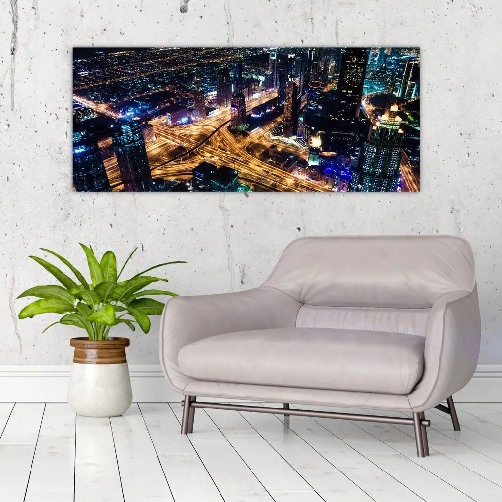 Tablou cu oraș nocturn (120x50 cm)