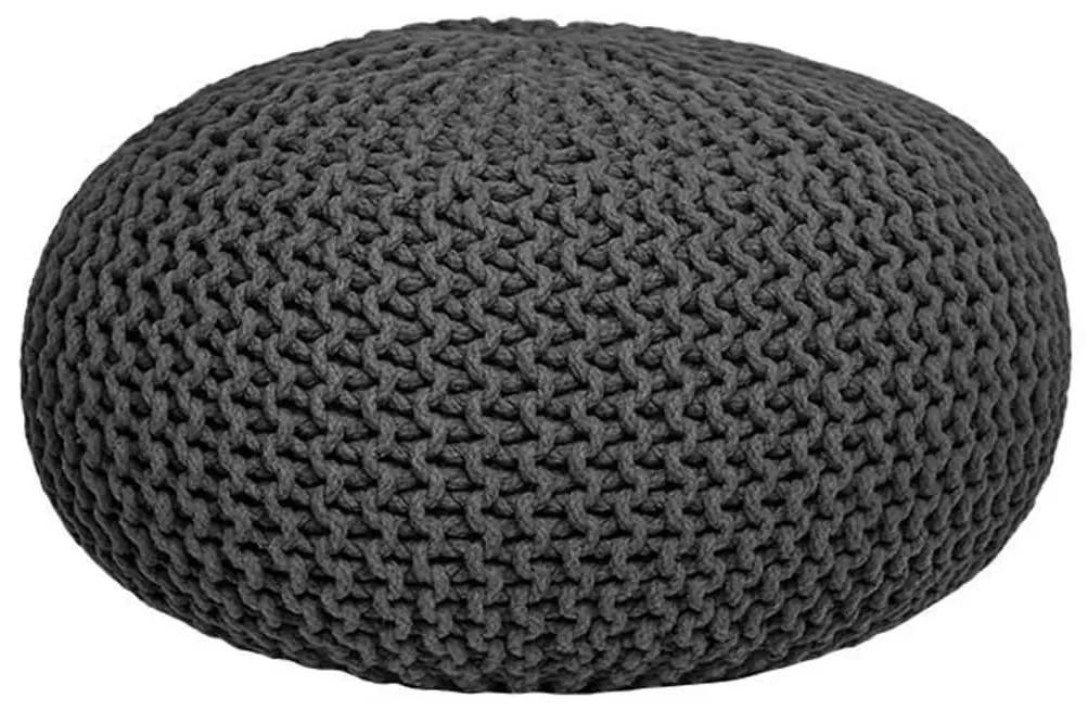 432811 LABEL51 432811  Pouffe Knitted Cotton L Anthracite