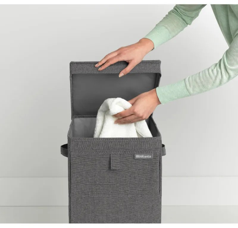 Cutie de rufe stivuibilа Brabantia 1000828, 35 L, Deschidere frontala, Capac lat, Pliabil, Negru
