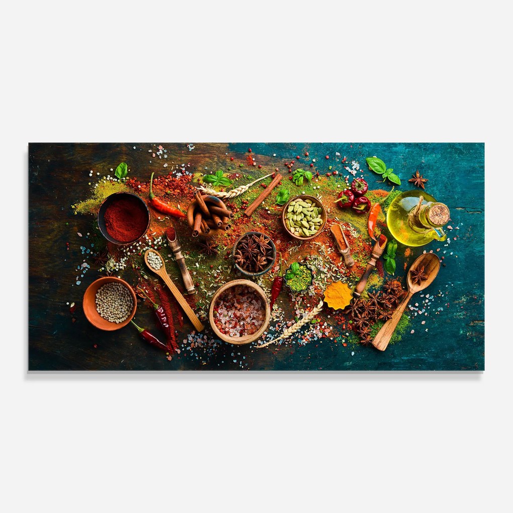 Panou Sticla Bucatarie, 60x120cm, Protectie aragaz, Antistropi, Termorezistent, Alimente, Condimente, Seasonings Mix