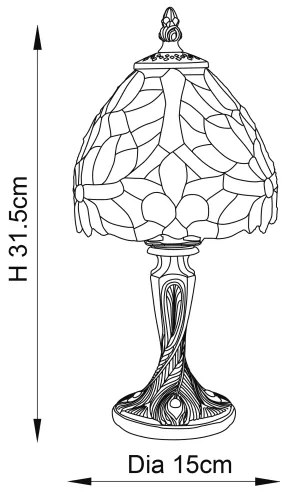 Lampă de masă Tiffany SYLVETTE Endon 64331, 1xE14/40W/230V, Ø 15 cm