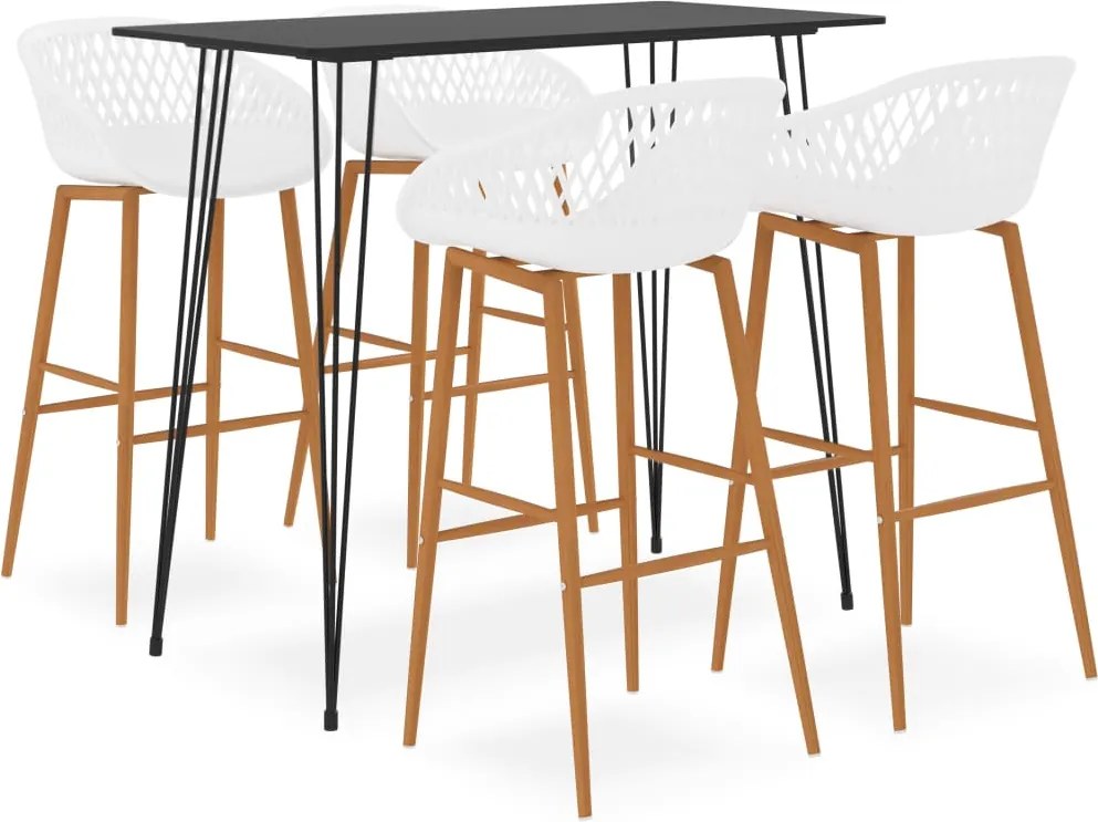 vidaXL Set bar 5 piese, alb-negru