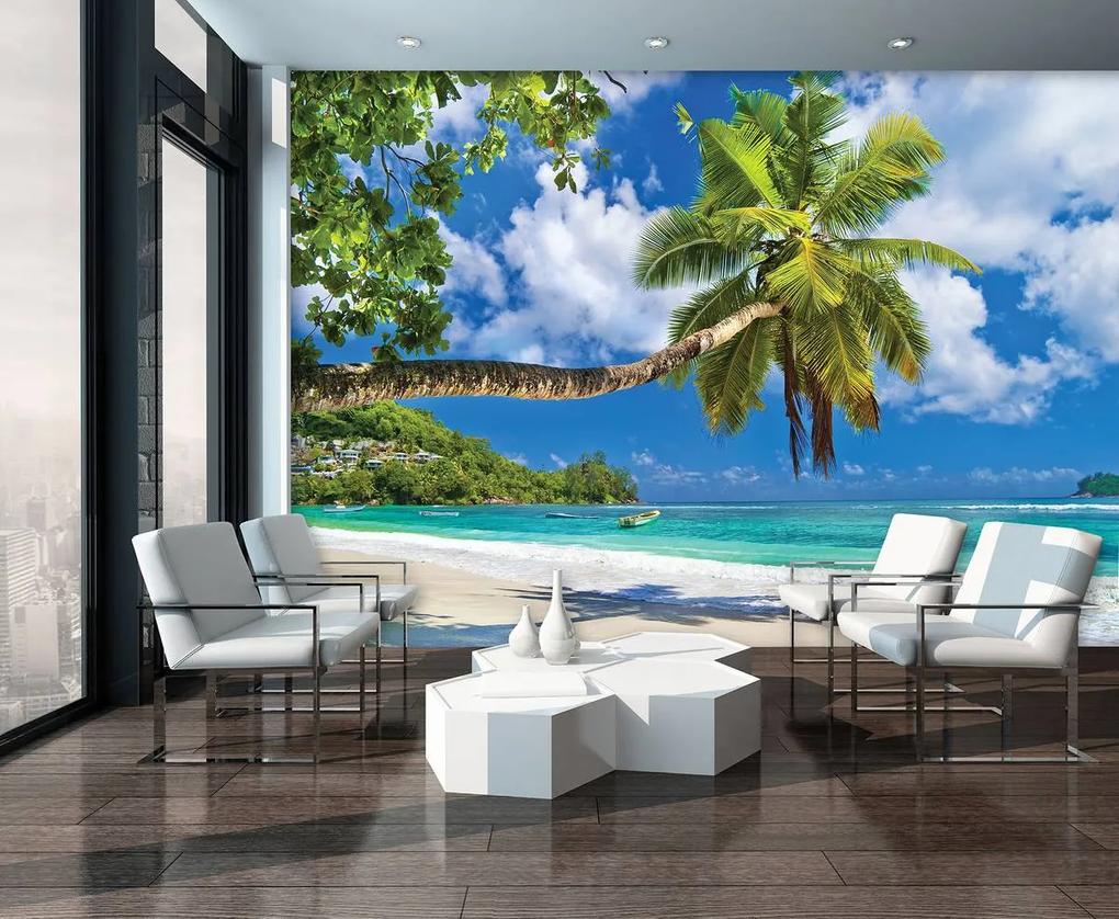 Fototapet - palmieri, plaja și ocean (152,5x104 cm), în 8 de alte dimensiuni noi