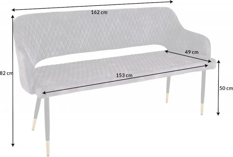 Bancheta tapitata design modern Paris 160cm, gri