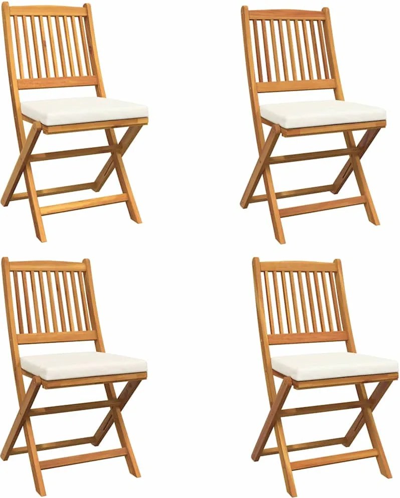 vidaXL Scaun pliant 4 pcs Alb 49 x 57.5 x 92cm Lemn masiv de acacia