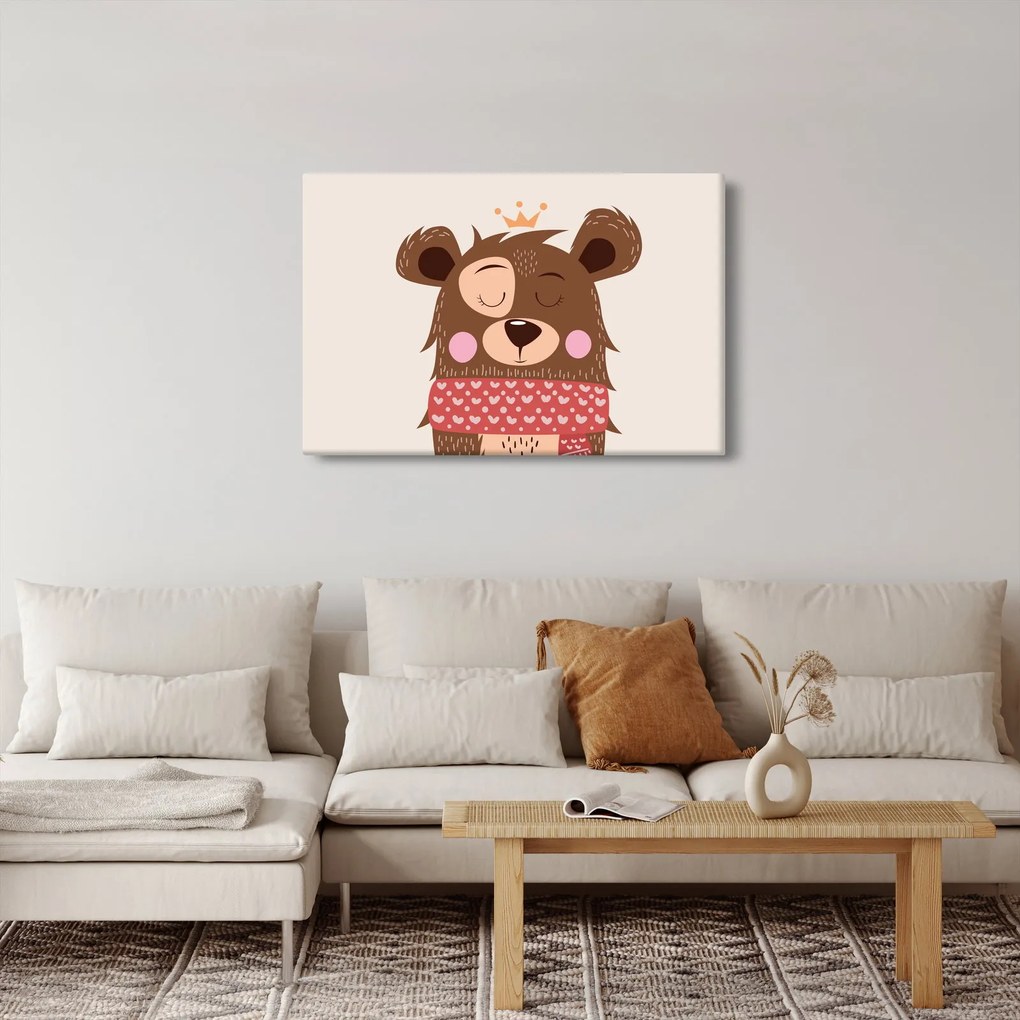 Tablou - Teddy ursuleț cu eșarfă roșie (90x60 cm)