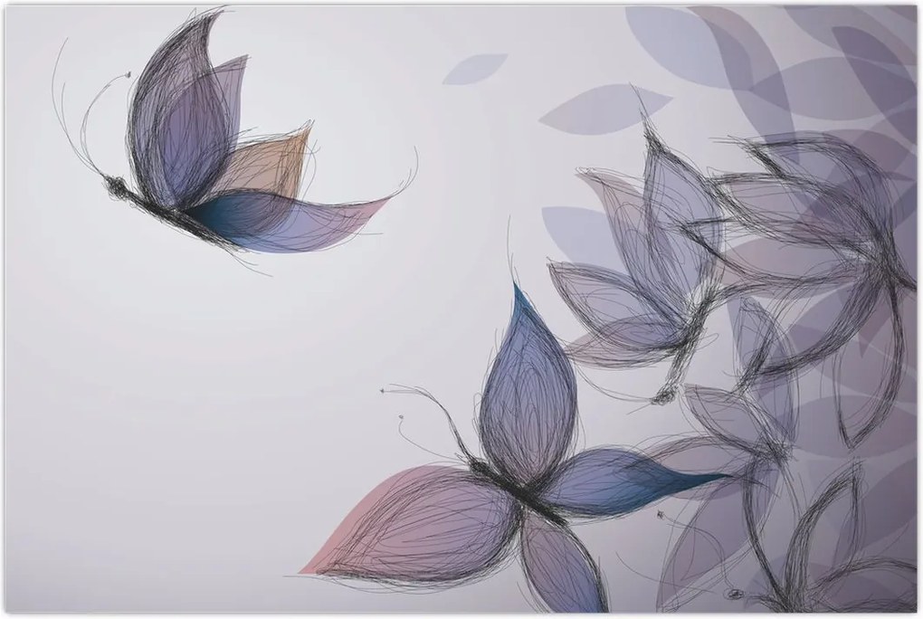 Tablou - Fluturi desenați (90x60 cm)