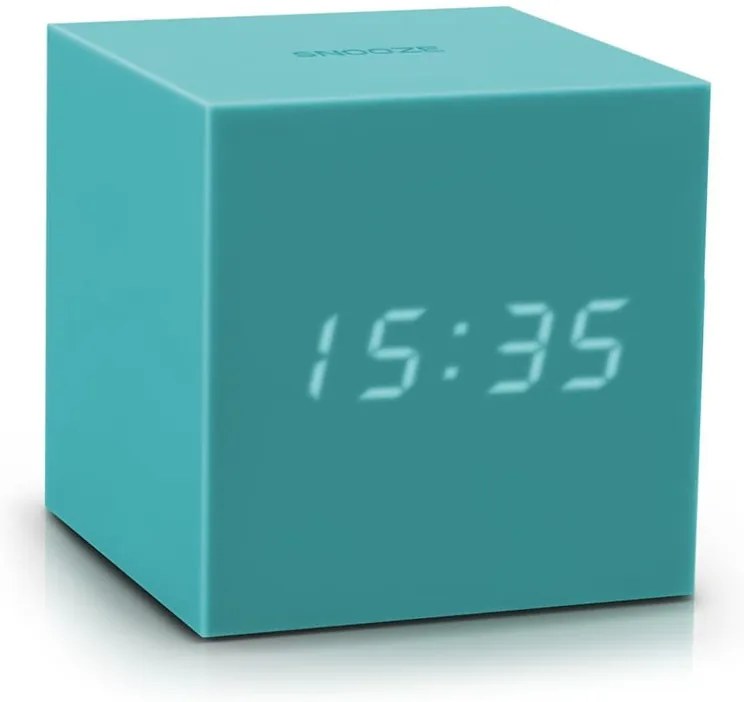 Ceas deșteptător cu LED Gingko Gravity Cube, turcoaz