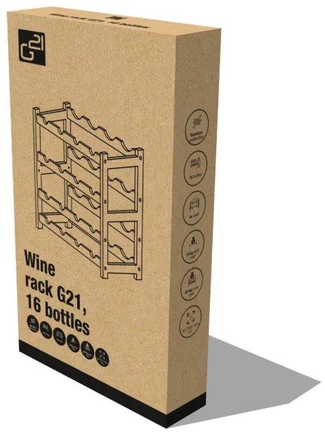 Raft pentru vin G21 din bambus, 16 sticle