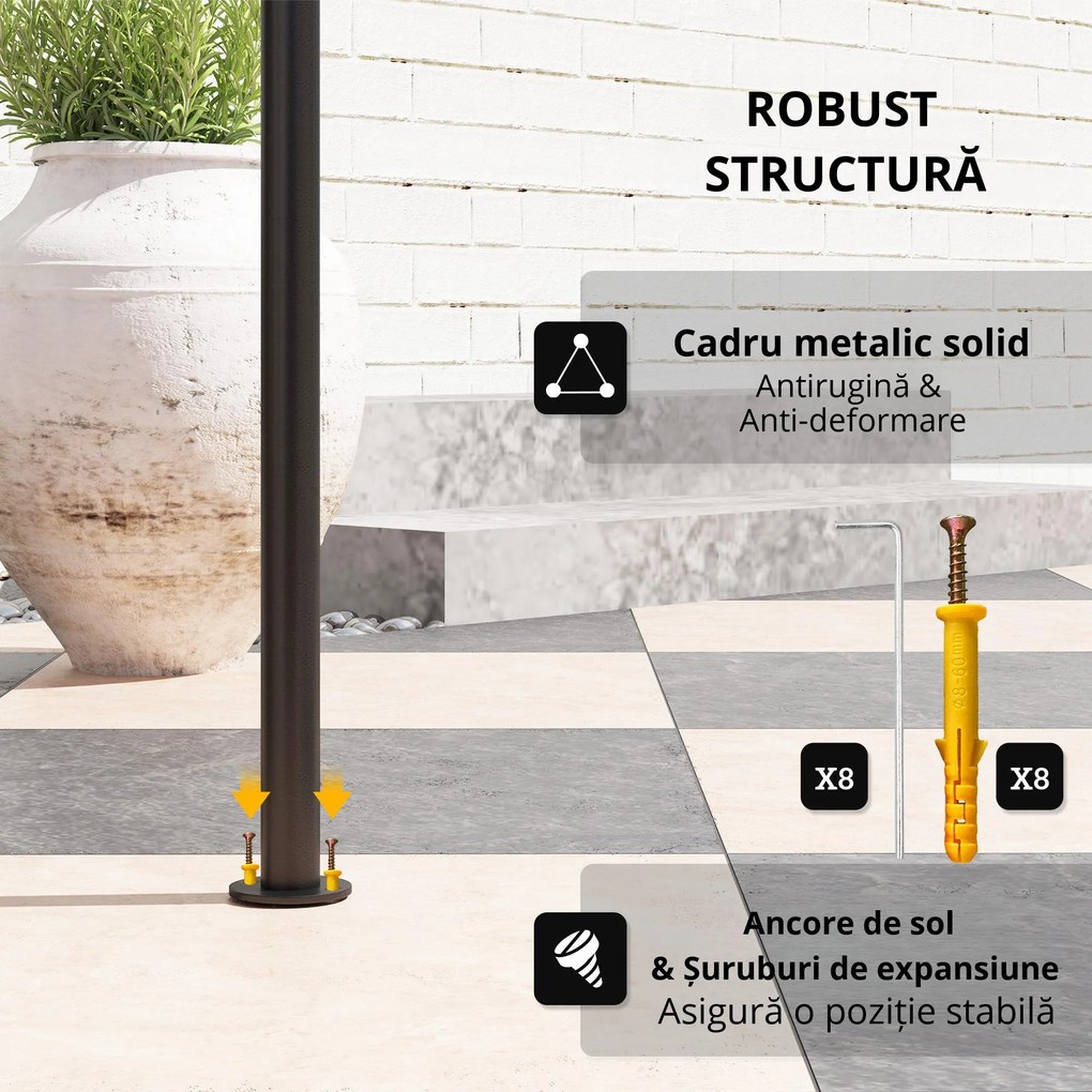 Outsunny Pavilion de grătar cu LED 240 x 150 x 258 cm rezistent la apă, ignifug, pavilion de grătar cu acoperiș dublu | Aosom Romania