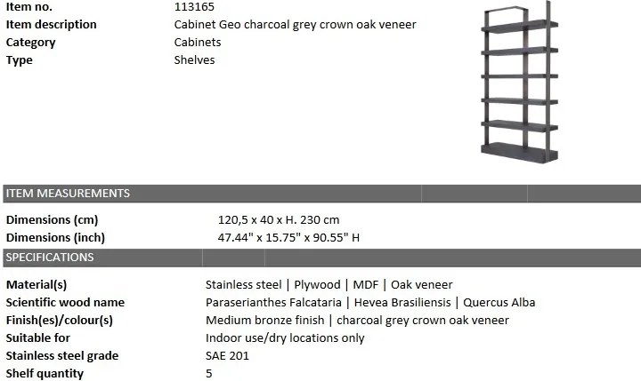 Raft/ Biblioteca design elegant LUX Geo, bronz 113165 HZ