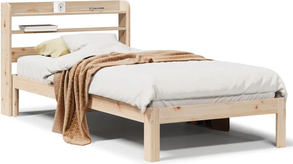 vidaXL Cadru de pat cu tăblie, 75x190 cm, lemn masiv de pin