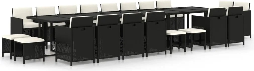 vidaXL Set mobilier de grădină cu perne, 21 piese, negru, poliratan