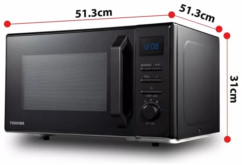 Resigilat: Cuptor cu microunde Toshiba MW2-AC25TBK 4in1, 25 L, 950W, Gratar 1100W, Convectie 2100W, Acoperire ceramica, Negru