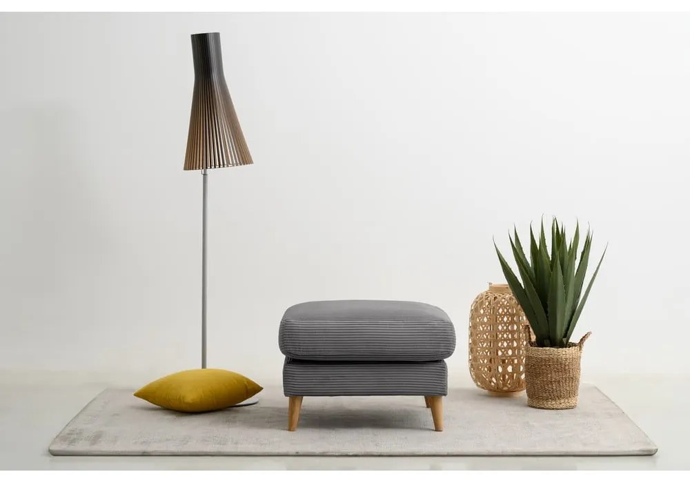 Taburet gri închis cu tapițerie din catifea reiată Paris – Scandic