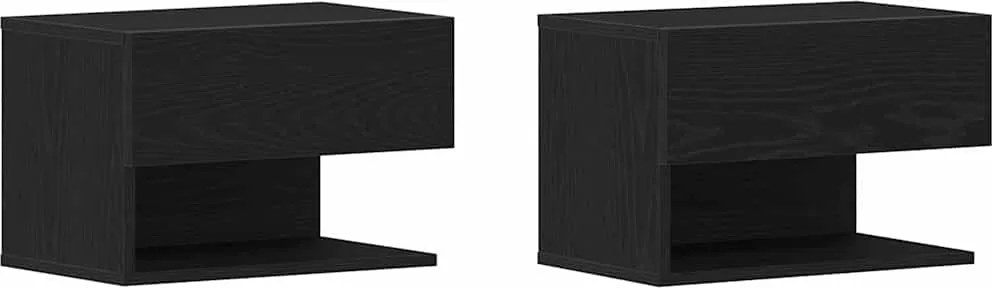 vidaXL Dulap de noapte cu sertar 2 pcs Stejar Negru 46 x 30 x 30 cm