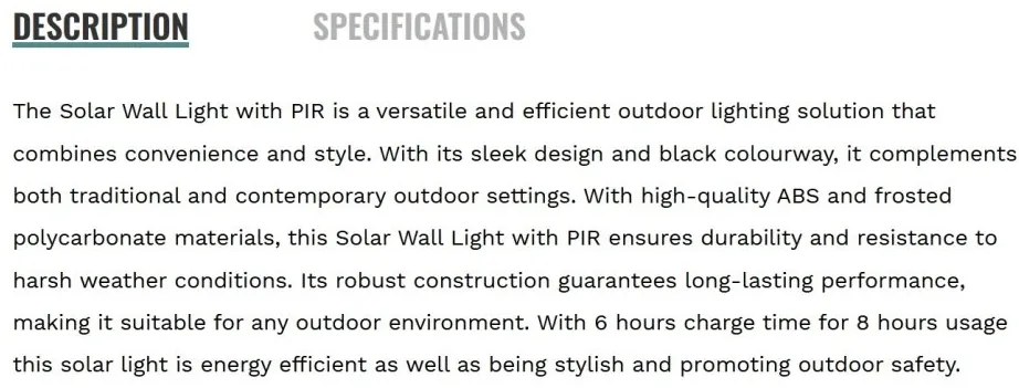 Aplica LED solara de exterior cu senzor de miscare IP44 Solar
