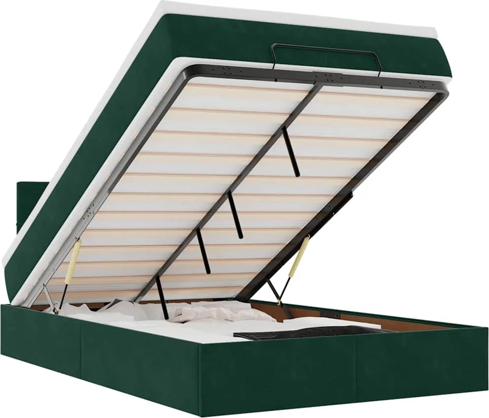 vidaXL Cadru de pat otoman cu saltea verde închis 120x200cm catifea