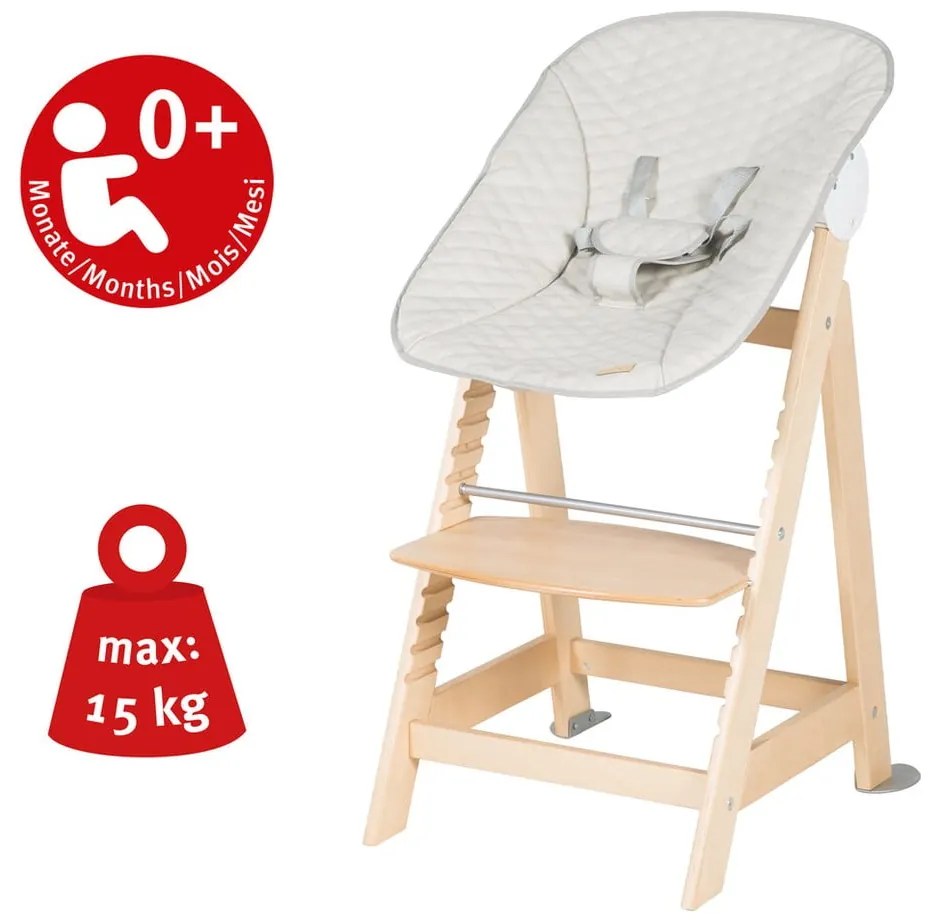 Scaun de masă pentru bebe bej/în culoare naturală Born Up 2in1 Luxe – Roba