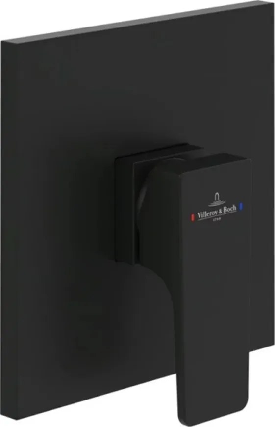 Baterie dus incastrata Villeroy&Boch Architectura Square negru mat fara corp ingropat