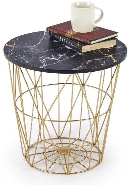 Măsuță de cafea HARISSA 41x42 cm auriu/negru decor marmorat