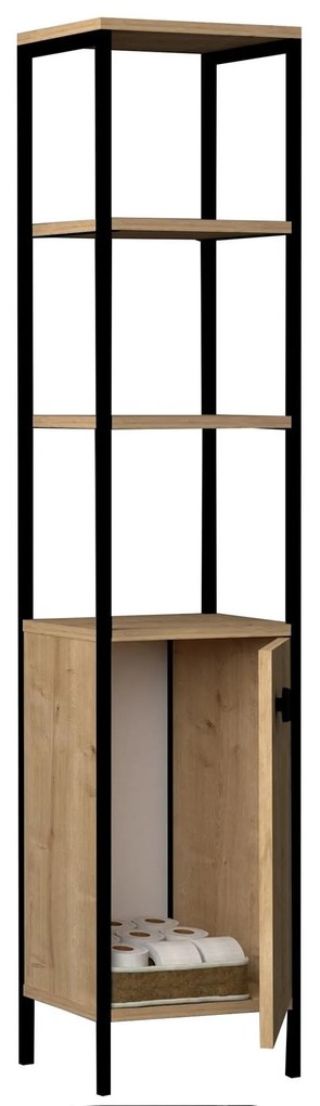 Dulap de baie Kutuvu (stejar zafir + negru) . 1092737