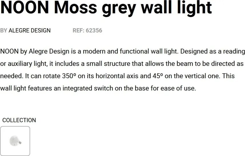 Aplica moderna directionabila NOON Moss grey