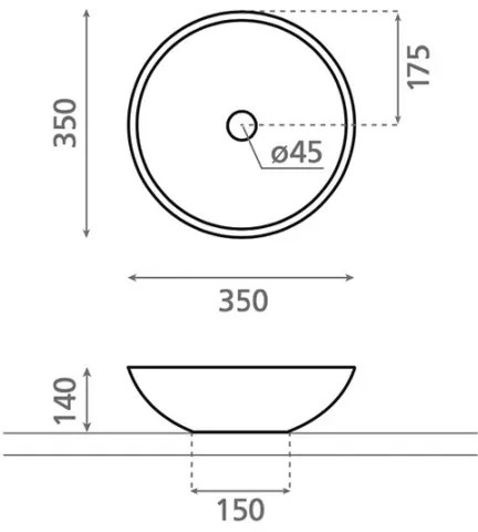 Bathco 4015 - Lavoar pe blat CASTELLON Ø 35 cm, porțelan/alb