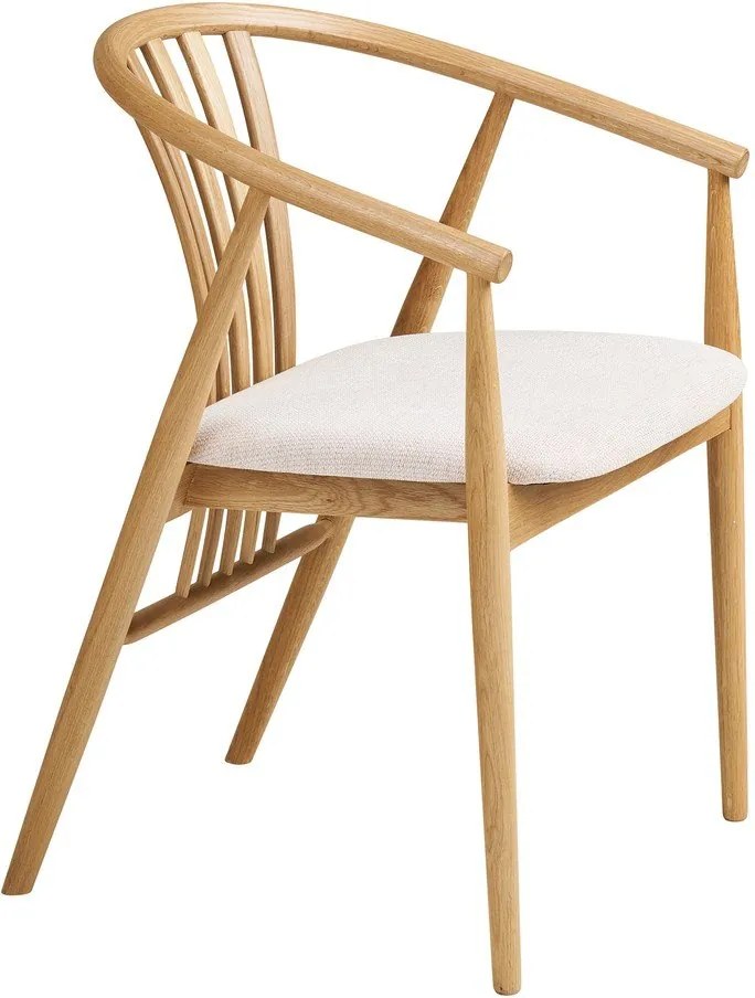 Scaun de dining în culoare naturală cu cotiere din lemn de stejar Agustin – House Nordic
