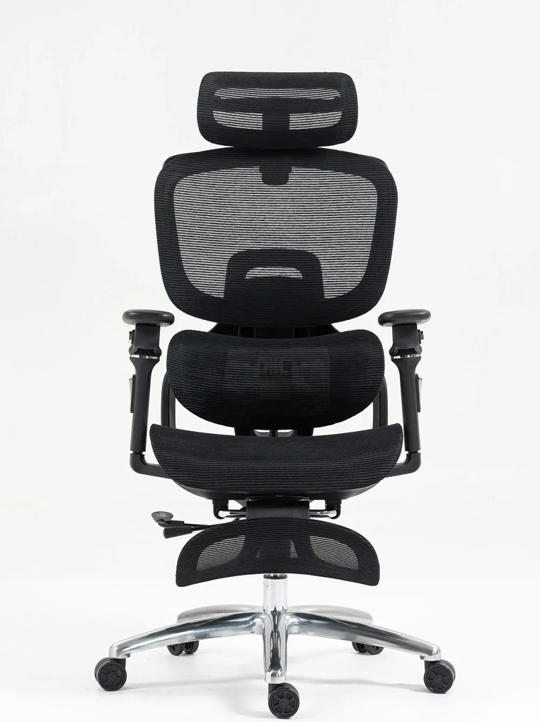 VIGOCHAIR ULTRA PRO VENT/ROLLER Scaun ergonomic, sezut cu ventilatie, spatar reglare verticala, suport lombar cu role masaj si incalzire, sezut translatie, cotiere 6D, suport picioare, Full Mesh, Negru