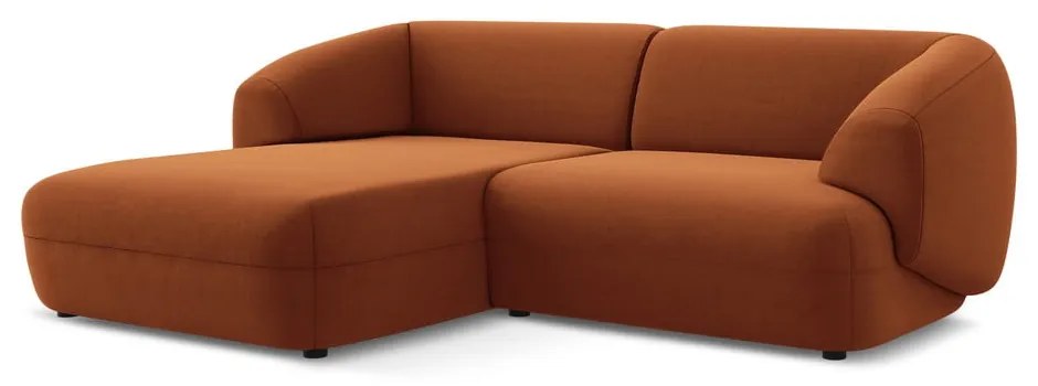 Colțar portocaliu cu tapițerie din catifea (cu colț pe partea stângă) Moana – Makamii