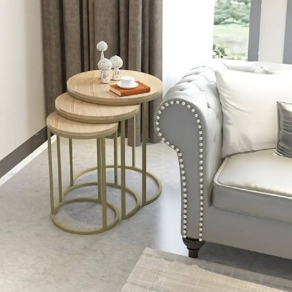 Set masuta de cafea ,Seria 710,Homs, 3 buc,culoare auriu.0034