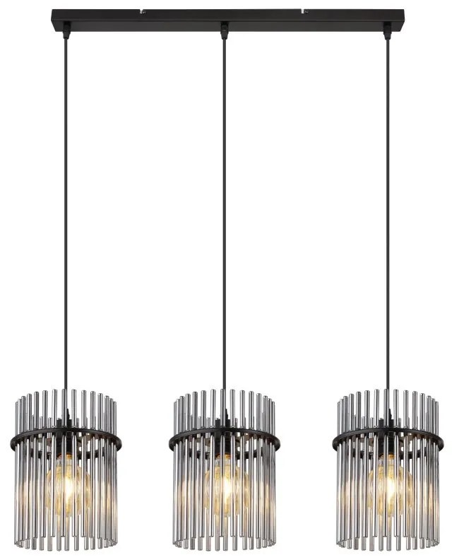 Lustra suspendata 3L design modern GORLEY negru, fumuriu