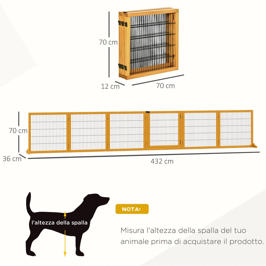 PawHut gard limitare acces caini talie mica, 432x36x70cm | Aosom Romania