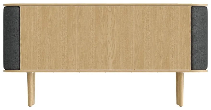 Comodă gri antracit/în culoare naturală joasă cu aspect de lemn de stejar 150x75 cm Treasures – UMAGE