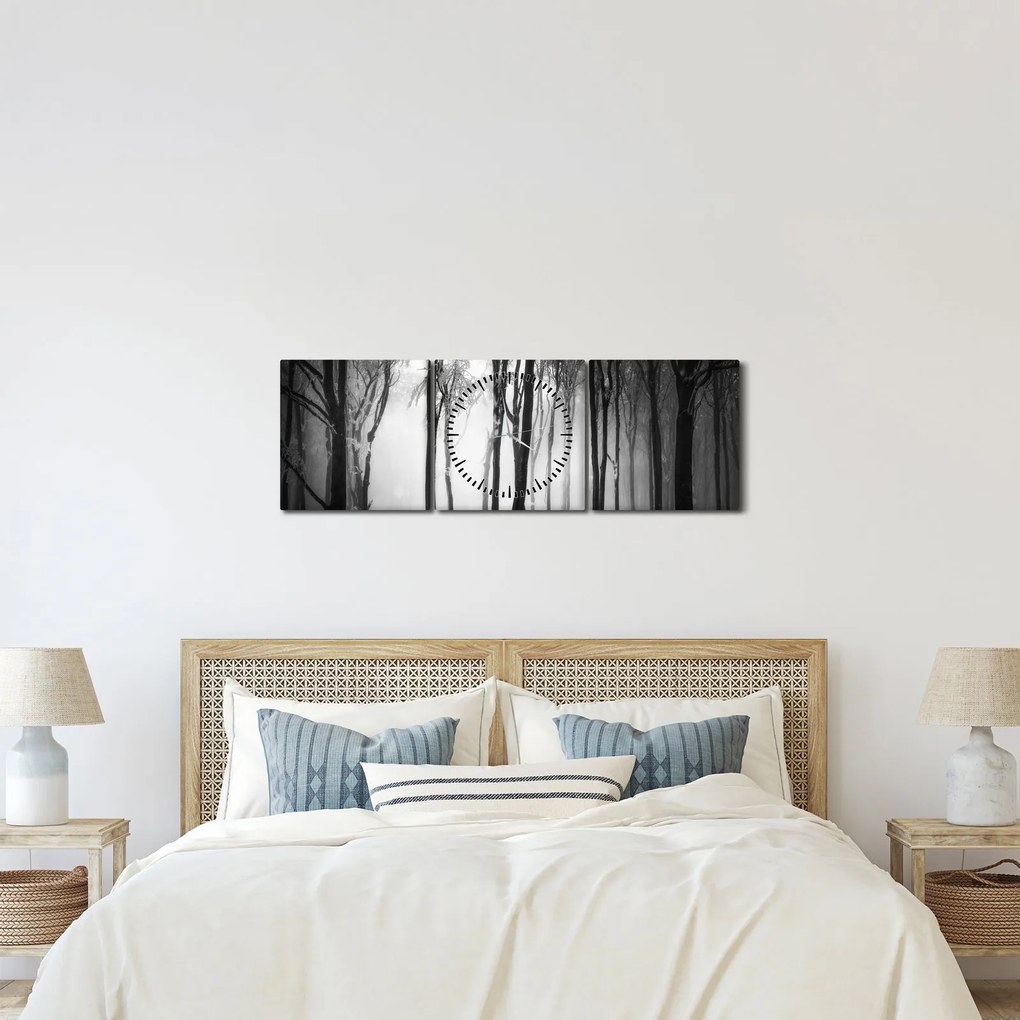 Tablou - Lup în pădurea întunecată (cu ceas) (90x30 cm)