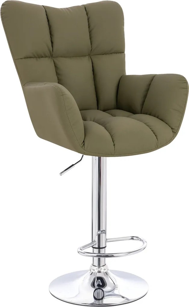 HR650W Scaun Khaki Piele Ecologica Premium Soft cu Bază Cromata